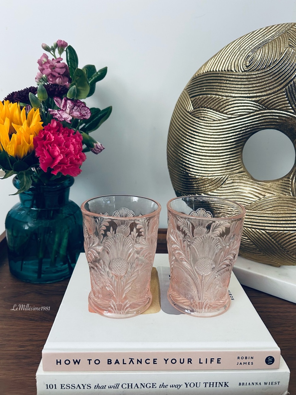 Vintage Mosser Glass Rose Pink Inverted Thistle Tumbler